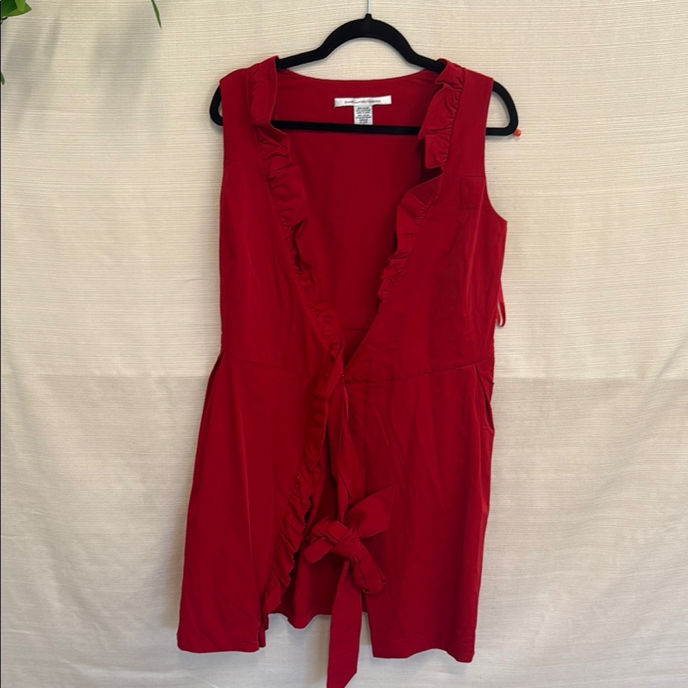 Diane Von Furstenberg Red Ruffle Dress